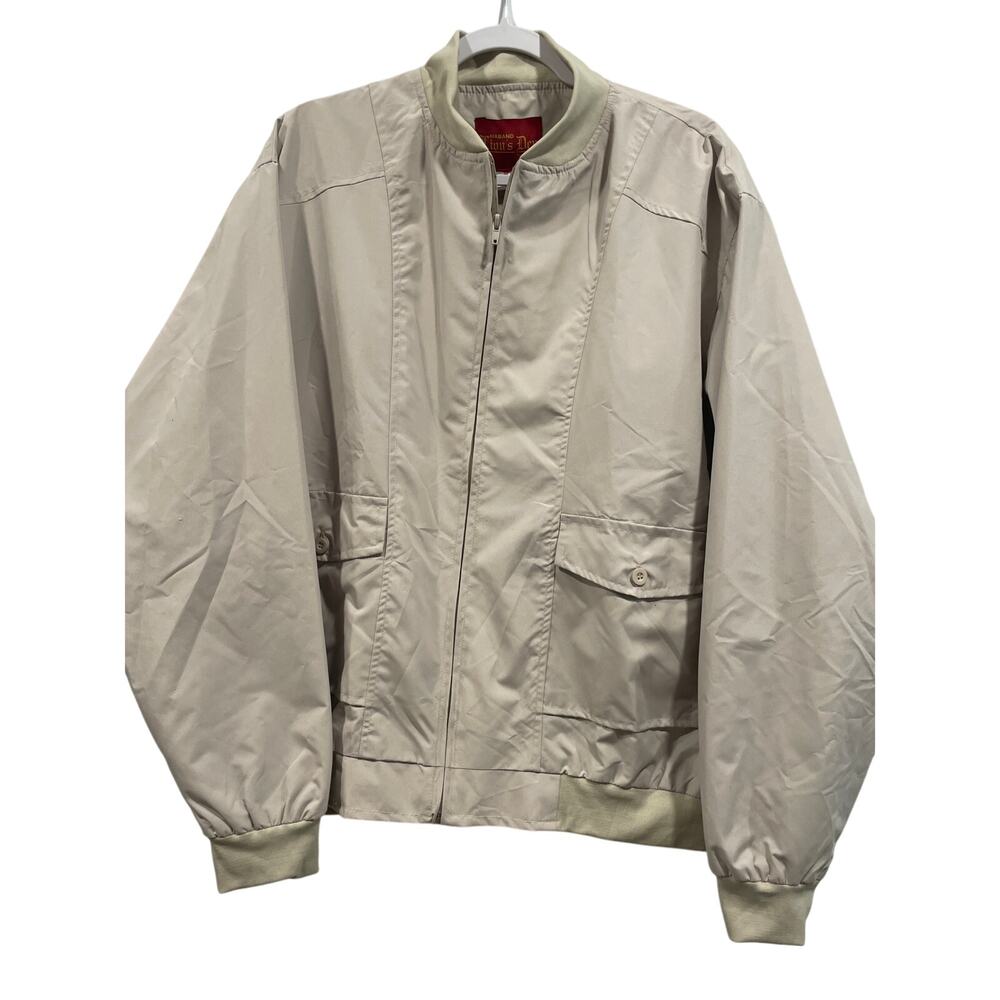 Vintage Haband Lions Den Mens XL Cream Zip-Up Coat Casual Jacket
